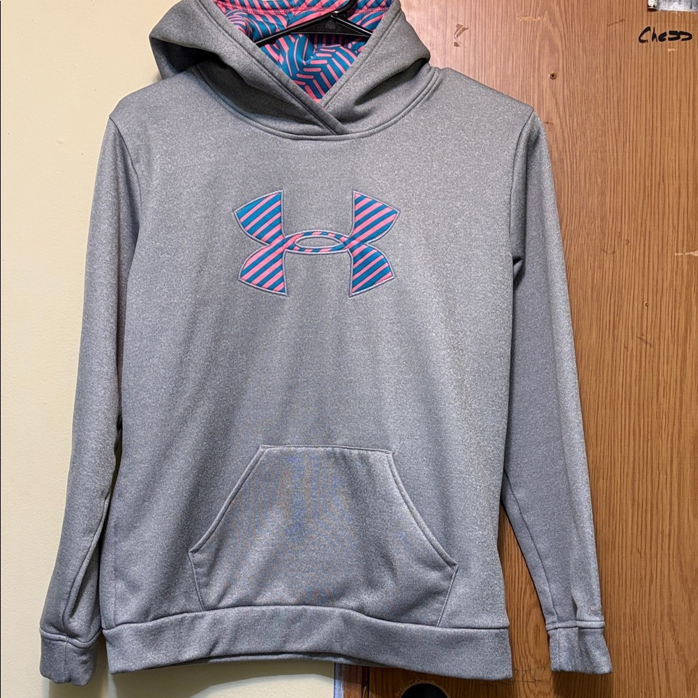 Under Armour Gray Hoodie with Multicolor Logo